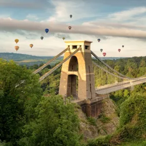 Clifton Suspension Bridge Print with Hot Air Balloons at Sunrise Clifton Suspension Bridge Print with Hot Air Balloons at Sunrise