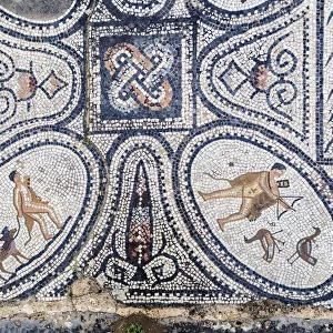 Close up of ancient tile mosaic