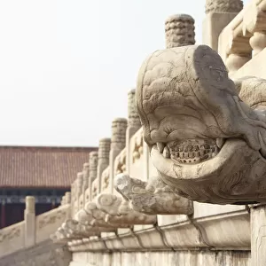 Close up on an architectural element at the Forbidden City in Beijing, China