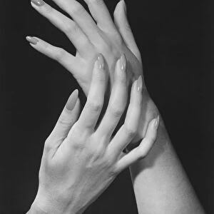 Close up of womans hands (B&W)