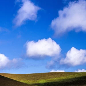 Clouds over wheat fields of Palouse region in spring, Washington State, USA
