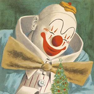 Clown Holding a Little Christmas Tree