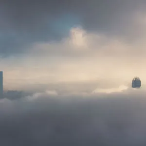a coastal fog over Hong Kong victoria bay a coastal fog over Hong Kong victoria bay