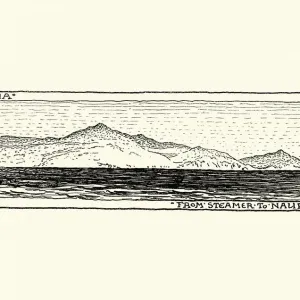 Coastline of Aegina, Saronic Islands of Greece, 19th Century Coastline of Aegina, Saronic Islands of Greece, 19th Century