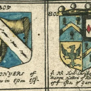 17th Century Conyers and Hatton Coat of Arms Print 17th Century Conyers and Hatton Coat of Arms Print
