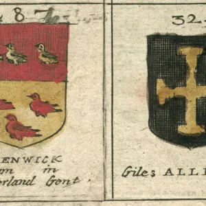 17th Century Fenwick and Alleyn Coat of Arms Print 17th Century Fenwick and Alleyn Coat of Arms Print