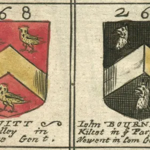 17th Century Copperplate Engraving Print of Coat of Arms Hewitt and Bourne 17th Century Copperplate Engraving Print of Coat of Arms Hewitt and Bourne