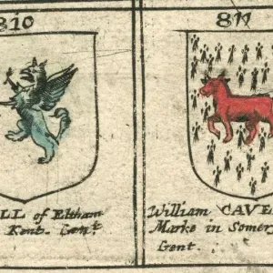 17th Century Hill and Cavell Coat of Arms Print 17th Century Hill and Cavell Coat of Arms Print
