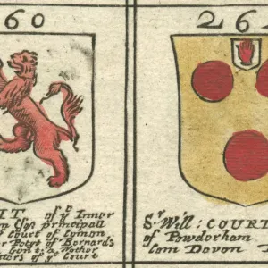 17th Century Petit and Courtney Coat of Arms Print 17th Century Petit and Courtney Coat of Arms Print