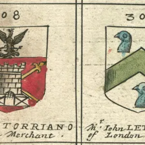 17th Century Torriano and Lethieullier Family Coat of Arms Print 17th Century Torriano and Lethieullier Family Coat of Arms Print
