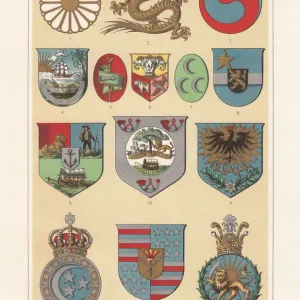Historical Print of African and Asian Country Coats of Arms Historical Print of African and Asian Country Coats of Arms