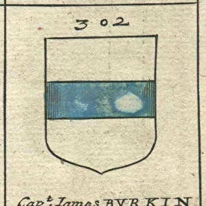Coat of arms copperplate 17th century Burkin and Tyrell