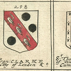 Coat of arms copperplate 17th century Clarke and Willis