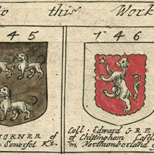 Coat of arms copperplate 17th century Horner and Grey