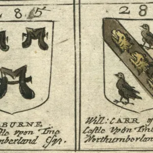 Coat of arms copperplate 17th century Lilburne and Carr Coat of arms copperplate 17th century Lilburne and Carr