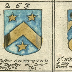 Coat of arms copperplate 17th century Thomson and Chetwynd