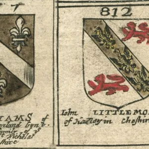 Coat of arms copperplate 17th century Williams and Littlemore