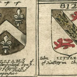 17th Century Copperplate Print of Williams and Littlemore Coats of Arms 17th Century Copperplate Print of Williams and Littlemore Coats of Arms