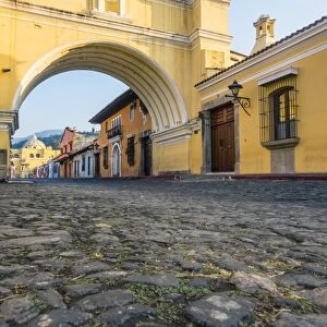 Cobblestone and Arco de Santa Catalina (Santa Catalina Arch) in Antigua Guatemala