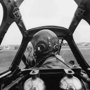 Cockpit Print: Meteor Jet with Pilot Bruce Wingate Cockpit Print: Meteor Jet with Pilot Bruce Wingate