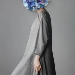 Collage with female portrait and blue flowers Collage with female portrait and blue flowers