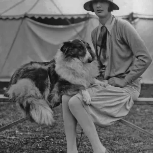 Collie Owner with Dog at Meyrick Park Print Collie Owner with Dog at Meyrick Park Print