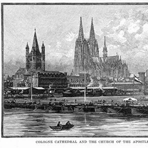 Cologne Cathedral and the Church of the Apostles, Engraving, 1892