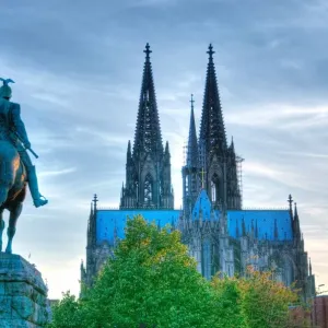 Cologne Cathedral and Equestrian statue of Prussian Kings Kaiser Wilhelm II Cologne Cathedral and Equestrian statue of Prussian Kings Kaiser Wilhelm II