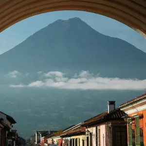 Colonial archway and Agua Volcano, Antigua, Guatemala Colonial archway and Agua Volcano, Antigua, Guatemala