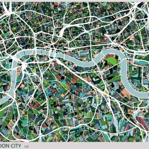 color lump style London city art map color lump style London city art map