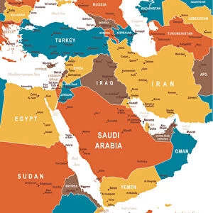 Colored Map of Middle East