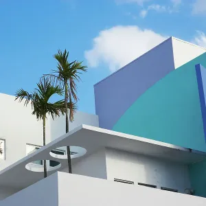 Colorful art deco building in Miami, Florida