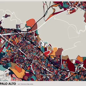 colorful Palo alto city art map colorful Palo alto city art map