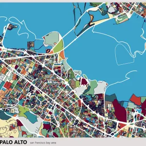 colorful Palo alto city art map colorful Palo alto city art map
