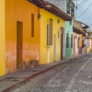Colorful street in old colonial city of Antigua, Guatemala