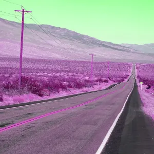 Colorful surreal road in the California desert Colorful surreal road in the California desert