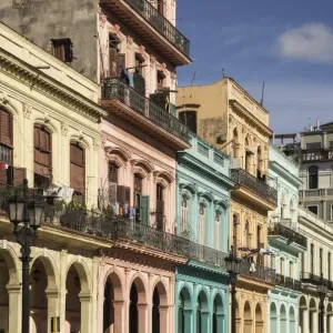 Colorful tropical buildings in old Havana