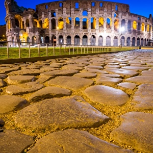 The Colosseum at dawn in Rome, Italy