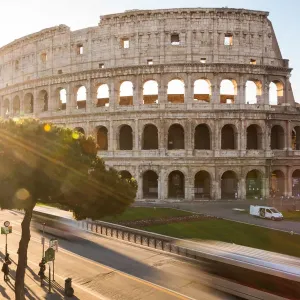 The Colosseum at sunrise in Rome, Italy