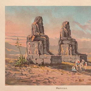 The Colossi of Memnon, near Theben, Egypt, lithograph, published 1887