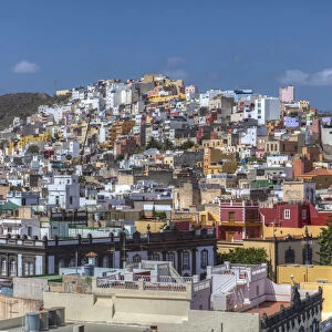 Colourful nested houses, San Juan district, Las Palmas de Gran Canaria, Gran Canaria, Canary Islands, Spain, Europe