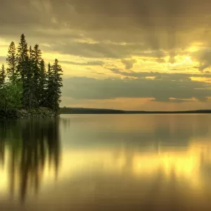 Colourful Sunrise On Waskesiu Lake In Prince Albert National Park