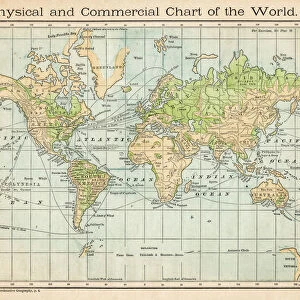 Commercial chart of the world map 1875