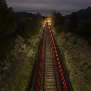Contrails red light at a railroad Contrails red light at a railroad
