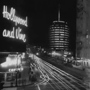 Corner of Hollywood Boulevard and Vine Street, with Capitol Records Building