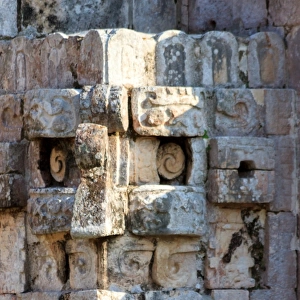 Detail of corner pyramid in Uxmal, Yucatan, Mexico
