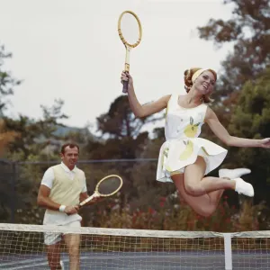 Photo Vintage Joueurs De Tennis Perry Et Von Cramm - Tirage Argentique 13x17 Cm, 1935