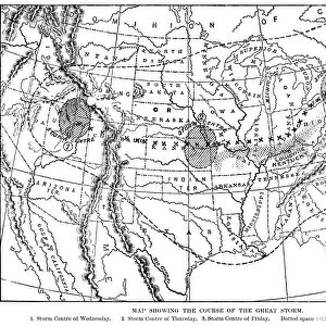 Course of the Great Storm of 1890 in the USA