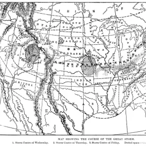 Course of the Great Storm of 1890 in the USA