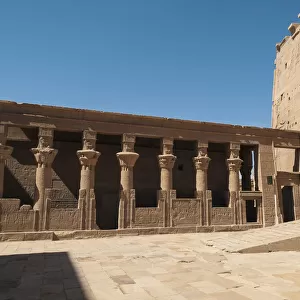 Courtyard flanked by colonnades at the Temple of Isis in Philae